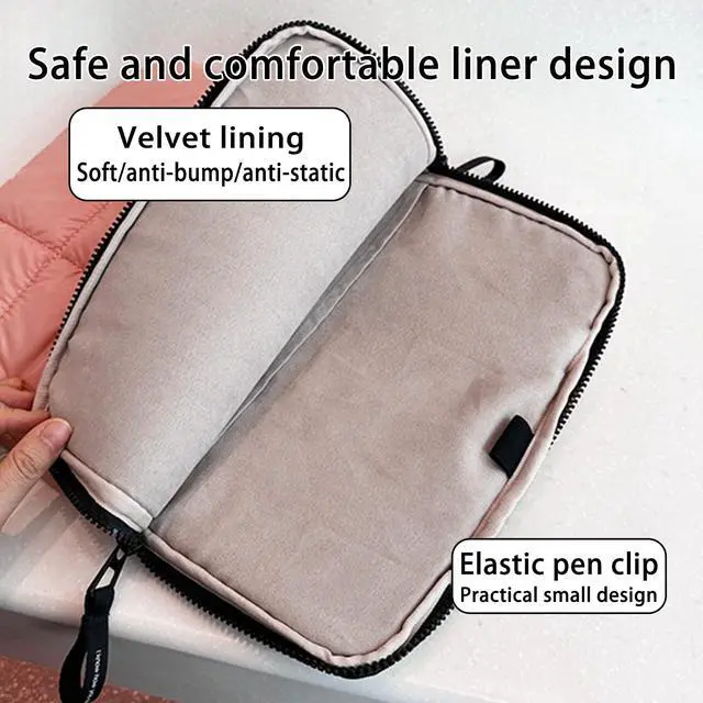 Alt view image 4 of 5 - Linpr Puffy Laptop Sleeve 13 Inch Pink, Waterproof Carrying Case Bag for Women, Fluffy Computer iPad Pro 12.9 Case, Compatible with MacBook Pro 12, MacBook Air M2 M1, Asus/Dell XPS/Lenovo in Cover