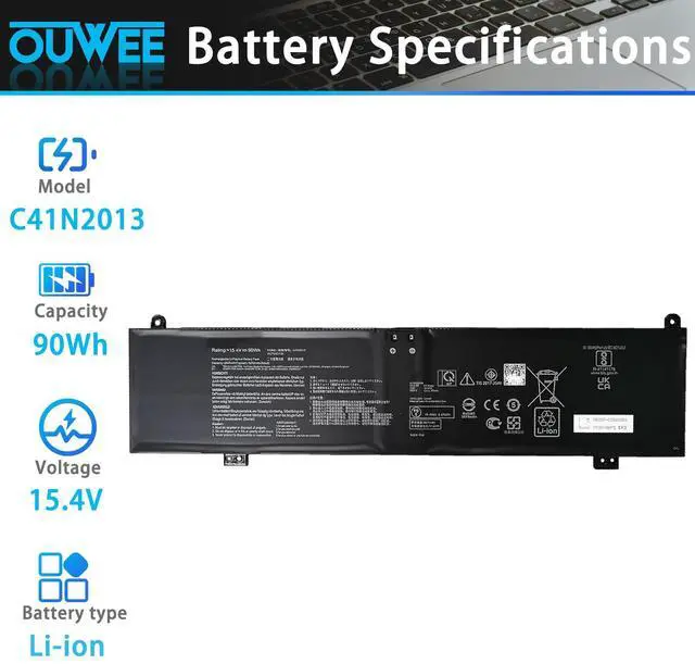 Alt view image 2 of 5 - OUWEE C41N2013 Laptop Battery Compatible with ASUS ROG Zephyrus G15 G513 G513QR G513QY G533 G533QS GA503 GA503QM G17 G713 Zephyrus M16 Series