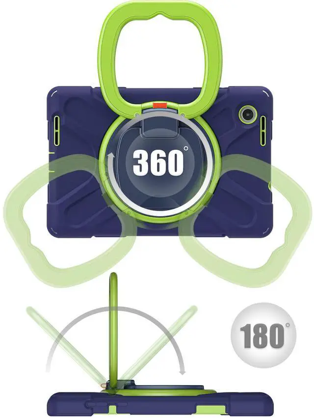 Alt view image 2 of 5 - GooodiDEAR Case for Lenovo Tab M8 Gen 4 2023, Heavy Duty Shockproof Cover for M8 4th Gen Tablet, 360° Rotating Hand Strap, Foldable Stand, Anti-Slip Handle, Adjustable Shoulder Strap, Pen Holder, Navy