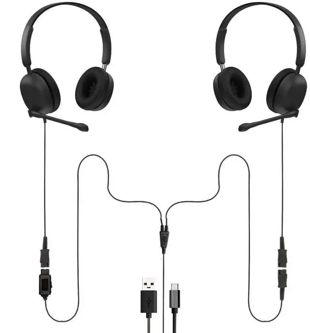 Main image of Project Telecom Training, Supervising & Coaching Binaural Headset Bundle TAA & NDAA Compliant USB-A & USB-C with Inline Controls Noise Cancelling Wide Compatibility (Binaural)