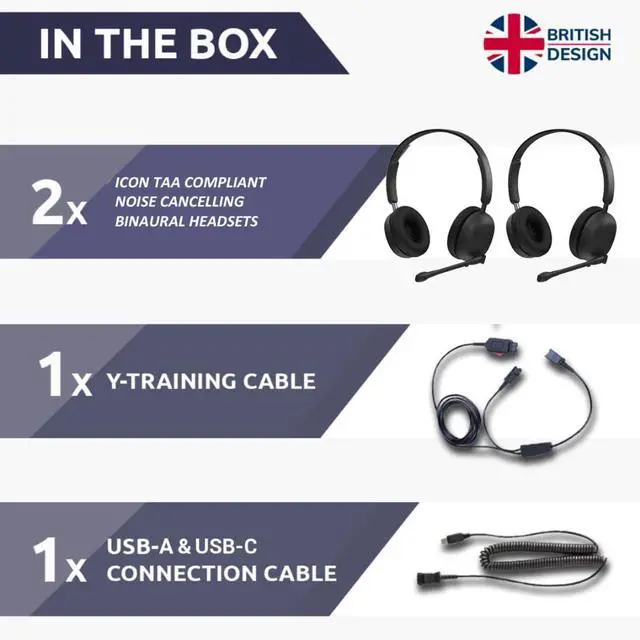 Alt view image 4 of 5 - Project Telecom Training, Supervising & Coaching Binaural Headset Bundle TAA & NDAA Compliant USB-A & USB-C with Inline Controls Noise Cancelling Wide Compatibility (Binaural)