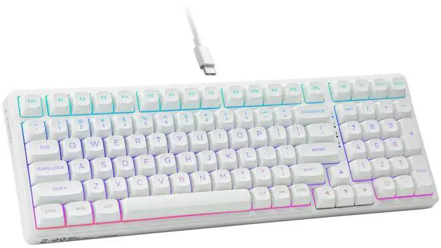 Main image of HUO JI E-Yooso Creamy Mechanical Keyboard Wired, Hot Swappable, Pre-lubed Linear Switches, Gasket Structure with Sound Dampening Foam, RGB Backlit, 99 Keys Custom Gaming Keyboard for PC/Mac,White
