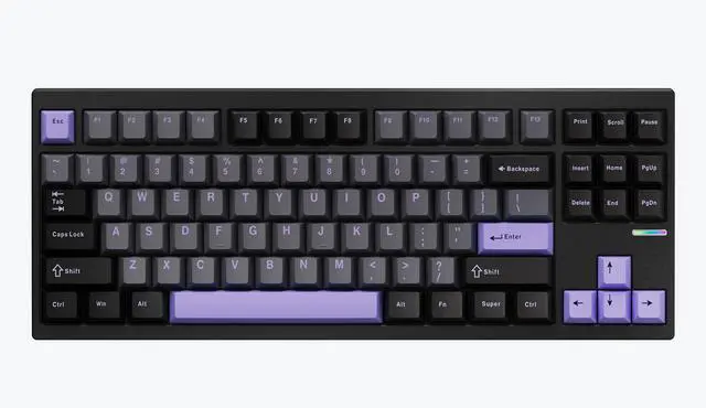 Main image of MCHOSE GX87 Ultra Wireless Mechanical Keyboard TKL 80% Gaming Keyboard Creamy QMK/VIA CNC Aluminum USB-C/BT5.0/2.4Ghz 8000mAh Battery Custom Hot Swappable RGB Backlit for Windows/Mac/PC Purple&Black