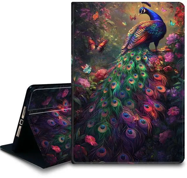 Main image of Bxgolkgd Tablet Case for iPad Air 13 inch (M2/M3),iPad Pro 12.9 Inch (6th/5th/4th/3rd Gen),Shockproof Stand Cover with Heat Dissipation,Auto Wake/Sleep Function,Peacock Flower