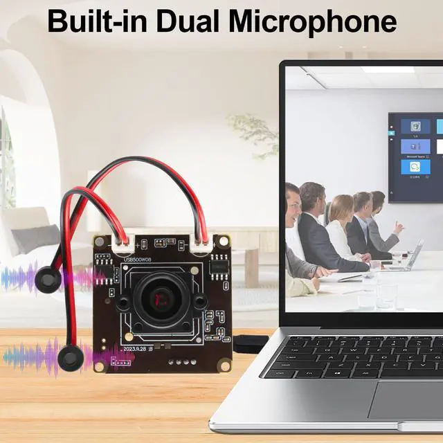 Alt view image 4 of 5 - MMlove 5MP USB Camera Module 30FPS Dual Microphone Webcam 81° Viewing Angle 3.6mm Lens High Speed Lightburn Camera Industrial Security Camera for VR Face Recognition Streaming MID Advertising Machines