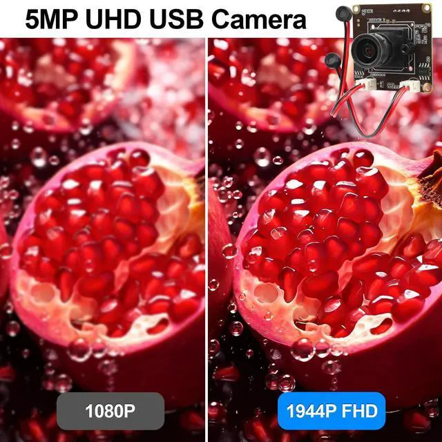 Alt view image 2 of 5 - MMlove 5MP USB Camera Module 30FPS Dual Microphone Webcam 81° Viewing Angle 3.6mm Lens High Speed Lightburn Camera Industrial Security Camera for VR Face Recognition Streaming MID Advertising Machines