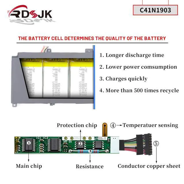 Alt view image 4 of 5 - C41N1903 Laptop Battery for Asus ExpertBook B9 B9400 B9400CE B9400CEA B9400CB B9400CBA B9450 B9450F B9450FA B9450CEA B5 Flip B5302 B5302CBA B5302CE B5302CEA B5302F B5302FBA B5302FE B5302FEA 15.4V 66Wh