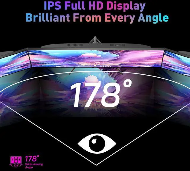 Alt view image 4 of 5 - ReHisk 24 Inch FHD Gaming Monitor, 1080P IPS Computer Monitor with 100Hz, 1ms Response Time, 1000:1 Contrast Ratio, VESA Compatible, Tilt Adjustable, AMD FreeSync, Build-in Speakers