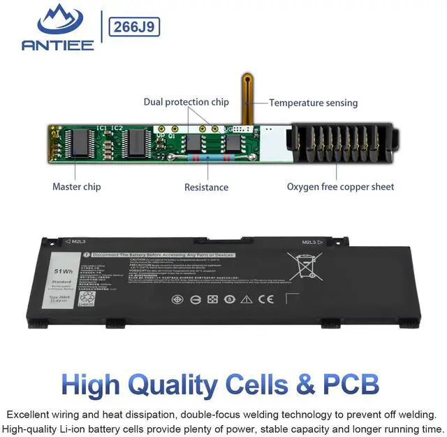 Alt view image 3 of 5 - 266J9 51Wh Laptop Battery Replacement for Dell G3 15 3500/ G3 15 3590/ G3 15 3790/ G5 15 5500/ G5 SE 5505, Inspiron 14 5490 P89F P89F001 P89F002 P89F004 P89F003 0415CG MV07R C9VNH 0PN1VN 0M4GWP