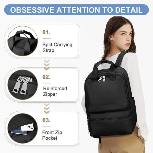Alt view image 5 of 5 - suratio Black Small Travel Backpack For Women Carry On Backpack For Traveling On Airplane Laptop Work Teacher Backpacks For Men Personal Item Travel Bag