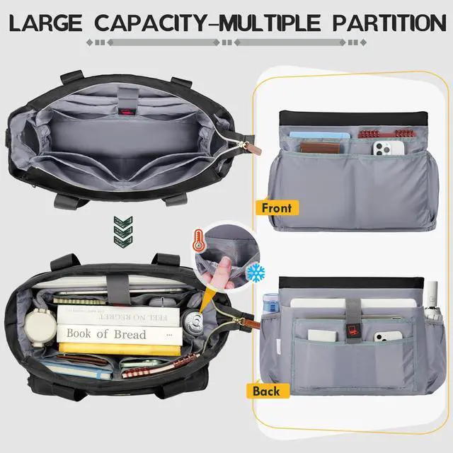 Alt view image 3 of 5 - RAINSMORE Teacher Tote Bag 15.6 inch Laptop Bag for Women with Cup Holder Work Bags Nurse Bag Professional Computer Briefcase