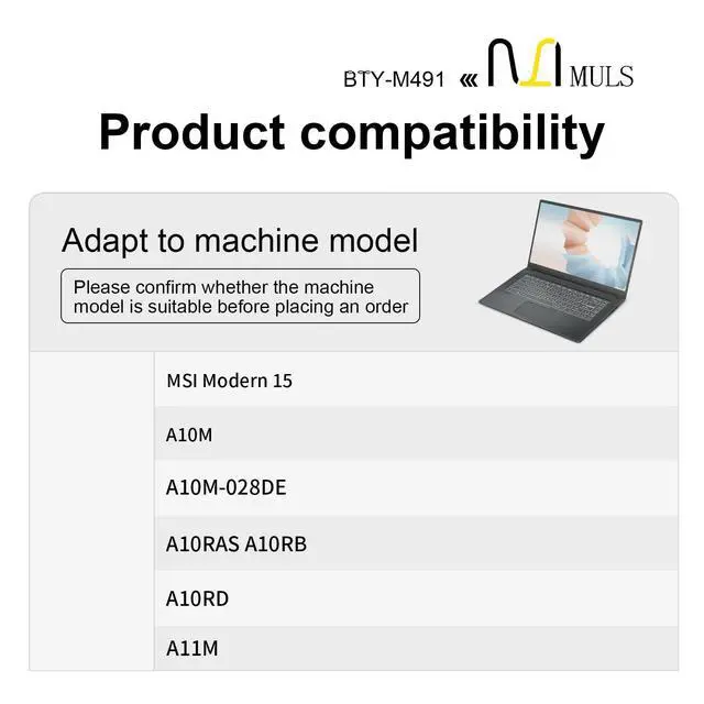 Alt view image 3 of 5 - BTY-M491 Laptop Battery for MSI Modern 15 A10M A10M-028DE A10RAS A10RB A10RD A11M A11SB A4M A4MW Summit B15 A11M Stealth 15M 11.4V 4600mAh White Connector