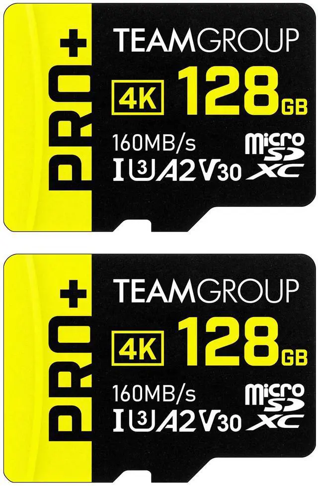 Main image of TEAMGROUP A2 Pro Plus Card 128GB x 2 Pack Micro SDXC UHS-I U3 A2 V30, R/W up to 160/110 MB/s for Nintendo-Switch, Gaming Devices, Tablets, Smartphones,4K Shooting, with Adapter TPPMSDX128GIA2V3064
