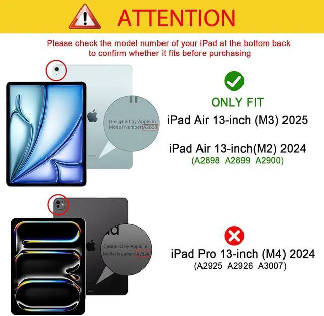 Alt view image 2 of 5 - KEFBWAO Case for iPad Air 13 Inch Case 2025 M3/2024 M2, Auto Wake/Sleep Supports Pencil Pro and Pencil(USB-C) Magnetic Clasp for iPad Air 13 Cover, Red