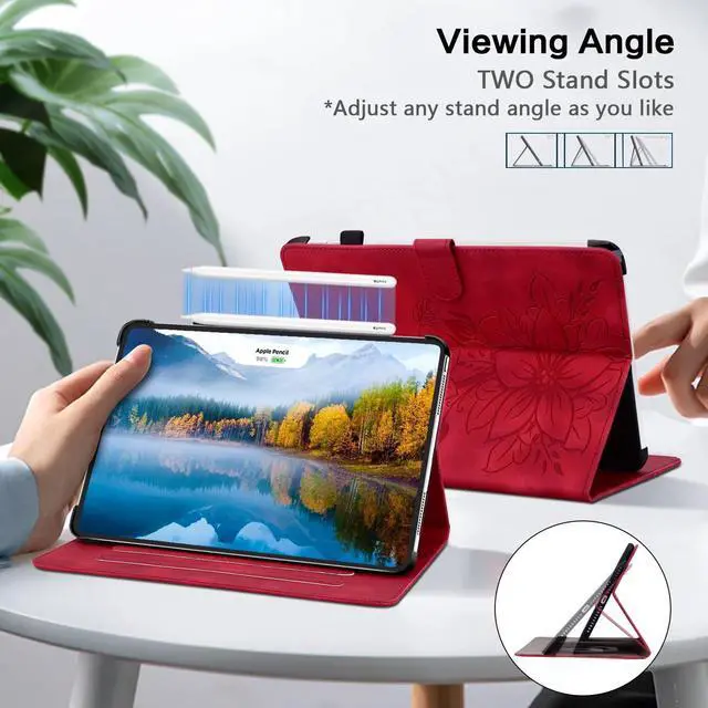 Alt view image 4 of 5 - KEFBWAO Case for iPad Air 13 Inch Case 2025 M3/2024 M2, Auto Wake/Sleep Supports Pencil Pro and Pencil(USB-C) Magnetic Clasp for iPad Air 13 Cover, Red