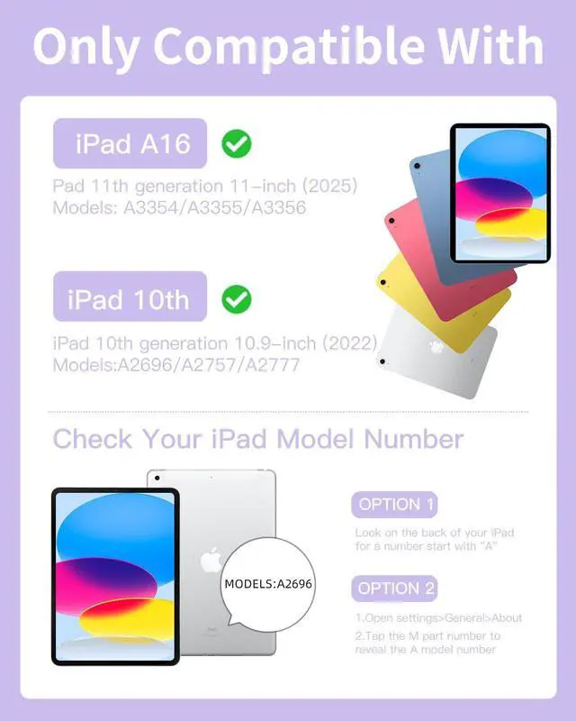 Alt view image 2 of 5 - kidopire Compatible with iPad 11th 10th Generation Case with Keyboard - Detachable Wireless Keyboard Case for iPad A16 11-inch 2025 & 10.9-inch 2022, 7 Colors Backlit & 360° Rotatable Cover, Purple