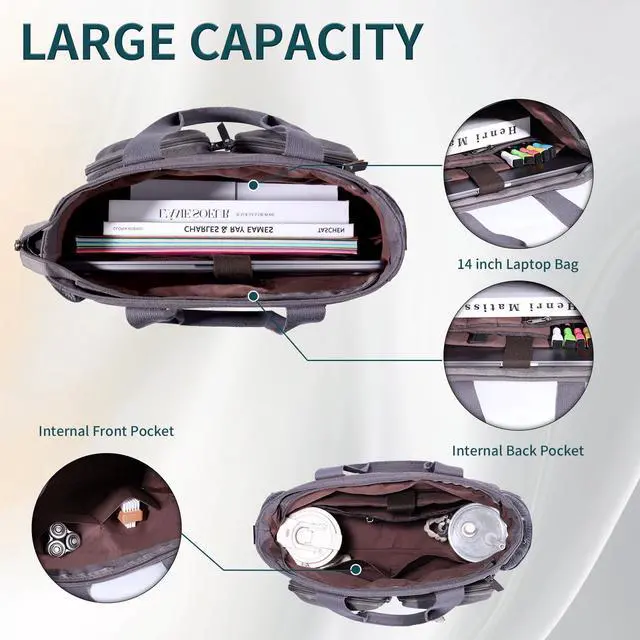 Alt view image 4 of 5 - YIEMICPRO Nurse Bag for Work - Large Women Work Toter Multiple Pockets, with Laptop Compartment, Durable Shoulder Strap for Nurses, Teacher & Home health nurse bag Healthcare Professional (Grey)