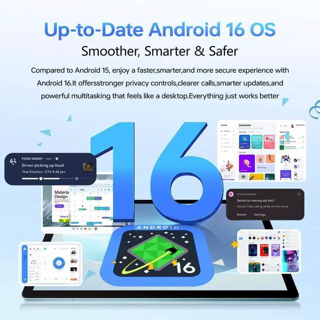 Alt view image 4 of 5 - DOOGEE U13 Android 16 Tablet 13 Inches, 32GB+256GB/2TB WIFI Tablet, 11000mAh Battery, 90Hz FHD+Screen, 4 Speaker Tablets, 13MP+5MP, 2.4G/5G WiFi, Widevine L1/BT5.0/OTG/GPS/Octa-Core/3.5mm Jack/Face ID