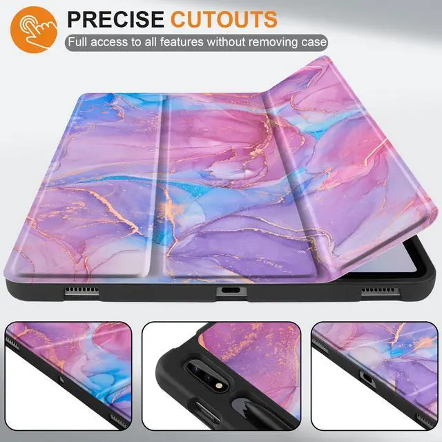 Alt view image 2 of 5 - MEEgoodo Case for Samsung Galaxy Tab S10+ 2024/S9 Plus/S9 FE Plus 12.4 inch Cover 2023 with Pen Holder,Tablet Cases with Folding Stand+Soft TPU Back Shell + Smart Auto Wake/Sleep, Pink Marble Texture