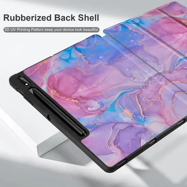 Alt view image 5 of 5 - MEEgoodo Case for Samsung Galaxy Tab S10+ 2024/S9 Plus/S9 FE Plus 12.4 inch Cover 2023 with Pen Holder,Tablet Cases with Folding Stand+Soft TPU Back Shell + Smart Auto Wake/Sleep, Pink Marble Texture