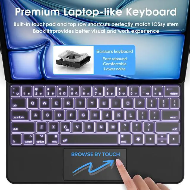 Alt view image 3 of 5 - Magic Keyboard Case for iPad Pro 11-inch (2024 M4) Pro 11(5th Gen)-Backlit Keyboard with Multi-Touch Trackpad, Magnetic Apple Pencil Holder,Adjustable Floating Stand, Protective Cover