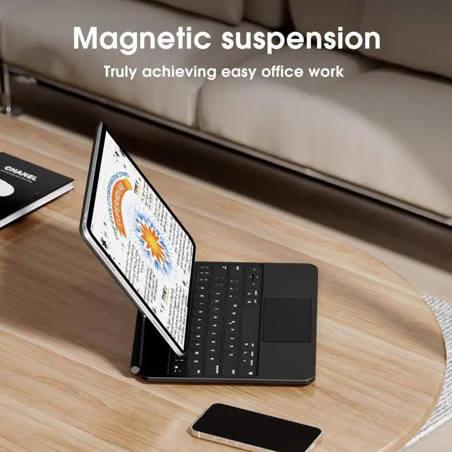 Alt view image 4 of 5 - Magic Keyboard Case for iPad Pro 11-inch (2024 M4) Pro 11(5th Gen)-Backlit Keyboard with Multi-Touch Trackpad, Magnetic Apple Pencil Holder,Adjustable Floating Stand, Protective Cover