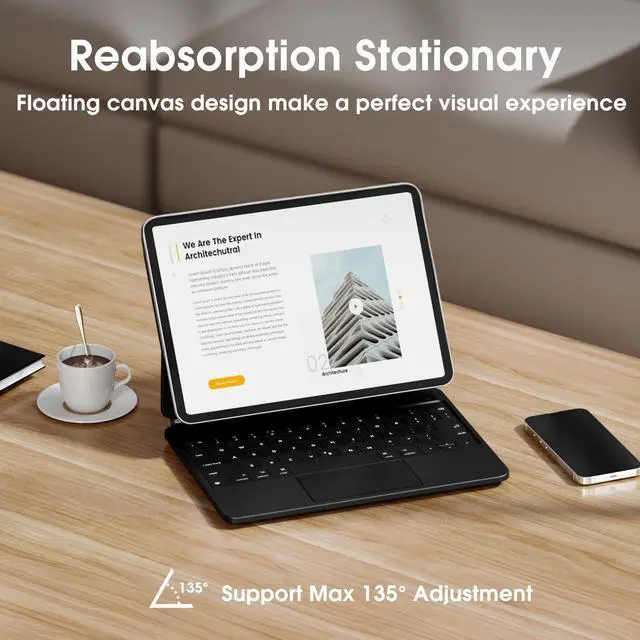 Alt view image 5 of 5 - Magic Keyboard Case for iPad Pro 11-inch (2024 M4) Pro 11(5th Gen)-Backlit Keyboard with Multi-Touch Trackpad, Magnetic Apple Pencil Holder,Adjustable Floating Stand, Protective Cover