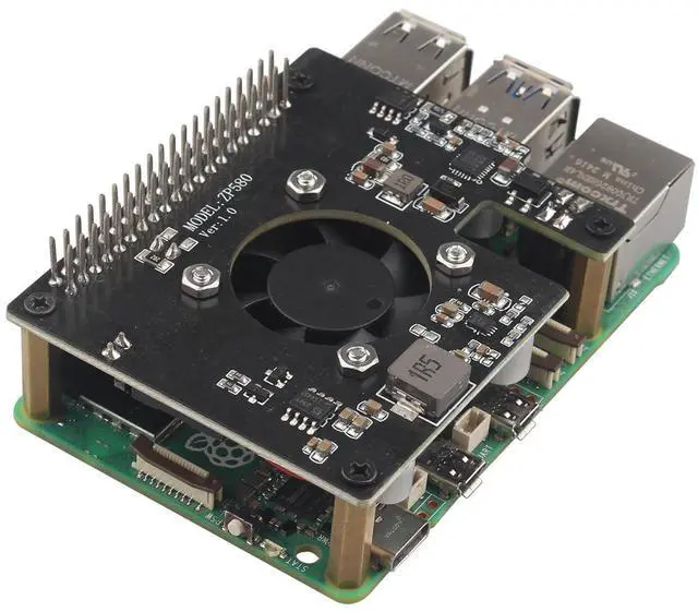 Alt view image 5 of 5 - ZDE ZP580 PoE+ HAT for Raspberry Pi 5 Power Over Ethernet HAT Adapter Board Supports 802.3af/at Network Standard with Onboard Cooling Fan