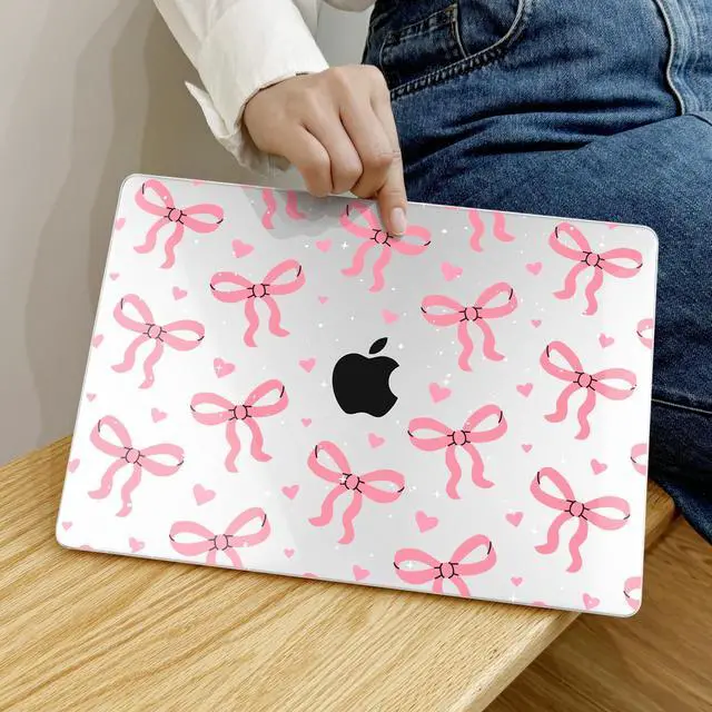 Alt view image 3 of 5 - MEEgoodo for M2 MacBook Pro 13 inch Case 2022 2021 2020,Crystal Cover Fit Model A2338 M2/M1 A2251 A2289, Flexible Plastic Case for 13.3-inch Laptop, Hard Shell for MacBook Pro M2,Pink Bows