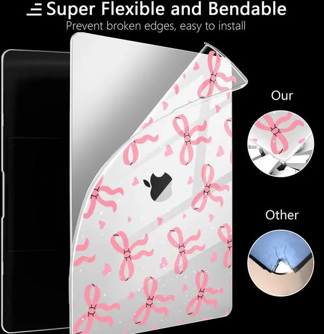 Alt view image 4 of 5 - MEEgoodo for M2 MacBook Pro 13 inch Case 2022 2021 2020,Crystal Cover Fit Model A2338 M2/M1 A2251 A2289, Flexible Plastic Case for 13.3-inch Laptop, Hard Shell for MacBook Pro M2,Pink Bows