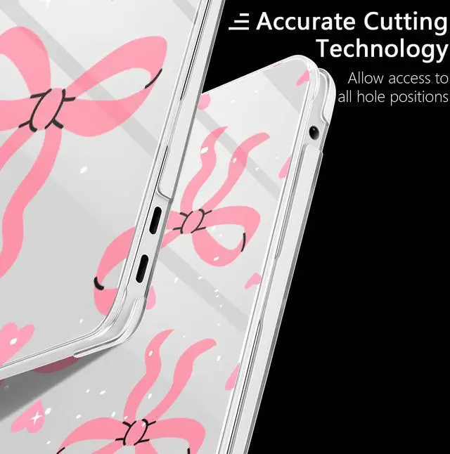 Alt view image 5 of 5 - MEEgoodo for M2 MacBook Pro 13 inch Case 2022 2021 2020,Crystal Cover Fit Model A2338 M2/M1 A2251 A2289, Flexible Plastic Case for 13.3-inch Laptop, Hard Shell for MacBook Pro M2,Pink Bows