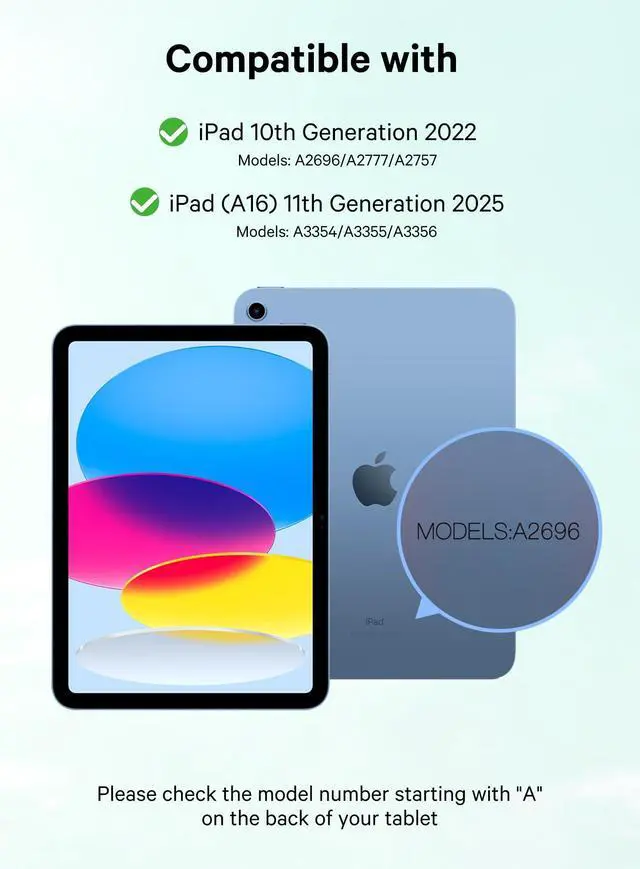 Alt view image 2 of 5 - CHESONA for iPad 10th Generation Case with Keyboard, 7 Color Backlight, Multi-Touch Trackpad, Flip Stand Case with Pencil Holder, 2 Wireless Channels for iPad (A16) 11th/10th Gen 2025/2022, Green