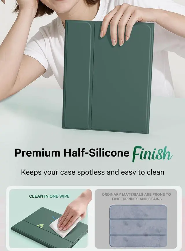 Alt view image 4 of 5 - CHESONA for iPad 10th Generation Case with Keyboard, 7 Color Backlight, Multi-Touch Trackpad, Flip Stand Case with Pencil Holder, 2 Wireless Channels for iPad (A16) 11th/10th Gen 2025/2022, Green