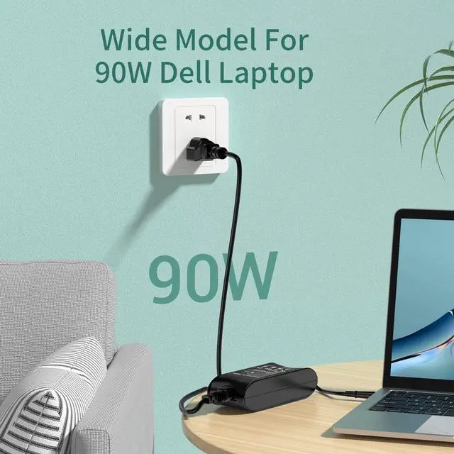 Alt view image 2 of 5 - 90W AC Adapter Charger Replacement for DELL Latitude E7440 E7450 E6400 E6410 E6420 E6430 E6430s E6440 E6510 E6520 E6530 D610 D620 D630 D820 D830 5590 7404 5424 Rugged Power Cord Laptop