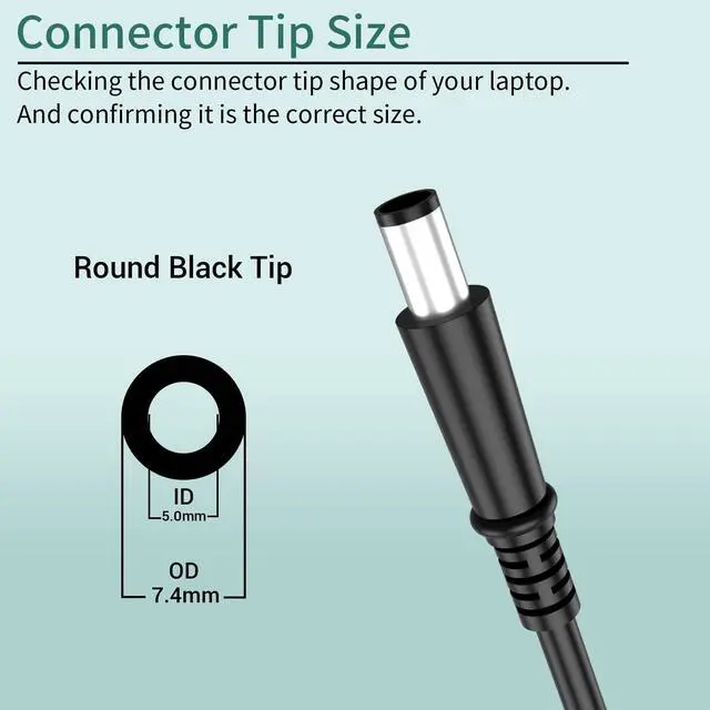 Alt view image 4 of 5 - 90W AC Adapter Charger Replacement for DELL Latitude E7440 E7450 E6400 E6410 E6420 E6430 E6430s E6440 E6510 E6520 E6530 D610 D620 D630 D820 D830 5590 7404 5424 Rugged Power Cord Laptop