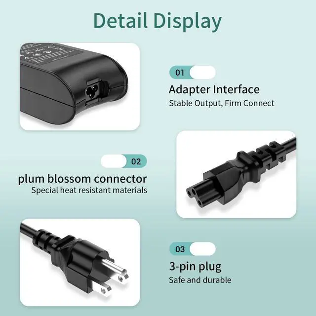 Alt view image 5 of 5 - 90W AC Adapter Charger Replacement for DELL Latitude E7440 E7450 E6400 E6410 E6420 E6430 E6430s E6440 E6510 E6520 E6530 D610 D620 D630 D820 D830 5590 7404 5424 Rugged Power Cord Laptop