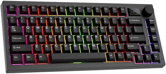 Main image of TECWARE Spectre 75% RGB Mechanical Gaming Keyboard with Customizable LCD Screen, Multi-Function Knob, Gasket Mount, South Face 5-Pin Universal Hot-Swappable Sockets Black Cocoa Brown Switch