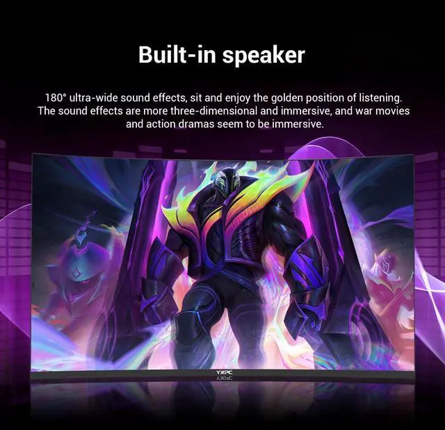 Alt view image 4 of 5 - YXPC 27 inch Curved Gaming Monitor 100Hz (1920x1080P) VA Panel 1800R, Built-in Speakers,98% sRGB Professional Computer Monitors, 3Sides Frameless, Flicker-Less,Blue Light Filter, for Office Gaming