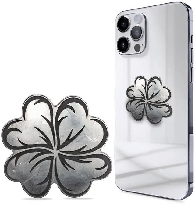 Main image of Shungite Stickers for Cell Phone Tablet Laptop - Protection Plate 1 Piece - Large Size 1.69"  1.69" - Clover with Engraving - Authentic Shungite II Type
