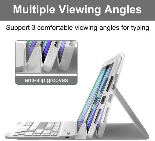 Alt view image 4 of 5 - WINCHKING Keyboard Case for iPad mini (A17 Pro) 7th Generation/Mini 6th Gen 8.3 Inch,Slim and Lightweight,Detachable Wireless Keyboard Folio Case with Pencil Holder for iPad mini 7/6 (Light Gray)