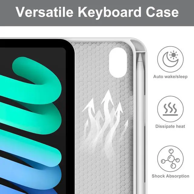 Alt view image 5 of 5 - WINCHKING Keyboard Case for iPad mini (A17 Pro) 7th Generation/Mini 6th Gen 8.3 Inch,Slim and Lightweight,Detachable Wireless Keyboard Folio Case with Pencil Holder for iPad mini 7/6 (Light Gray)