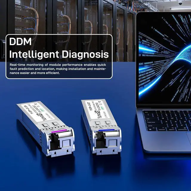 Alt view image 3 of 5 - 10G BiDi SFP+ Module 20km - 10GBase BiDi SFP+ Module 1270nm TX 1330nm RX & BiDi SFP+ Transceiver 1330nm TX 1270nm RX, LC Single Mode SFP+ Module DDM for Cisco Mikrotik Ubiquiti