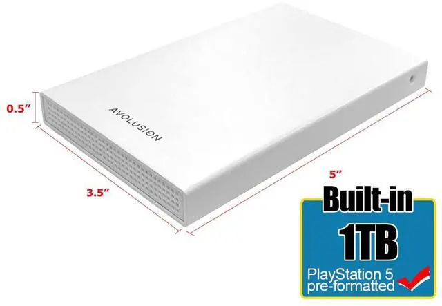 Alt view image 2 of 5 - Avolusion HD250U3-WH 1TB USB 3.0 Portable External Gaming Hard Drive - White (for PS5, Pre-Formatted)