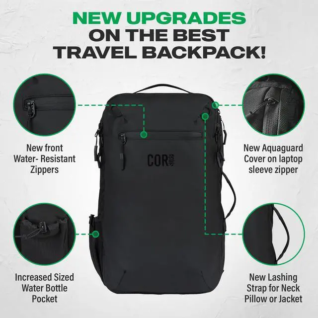 Alt view image 3 of 5 - COR Surf Carry On Travel Backpack | NOW with Premium YKK Zippers | Flight Approved Carry On Laptop Backpack with Secret Passport Pockets | The Island Hopper (28L, Army Green)