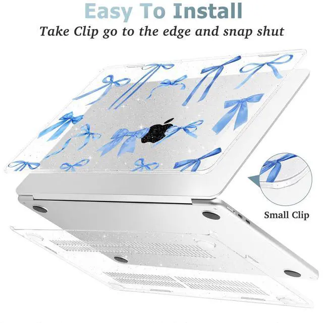 Alt view image 5 of 5 - May Chen Compatible with M4 MacBook Air 15 inch Case 2025 2024 2023 A3241 A3114 M3 A2941 M2 with Liquid Retina Display & Touch ID, Plastic Hard Shell with Keyboard Cover - Blue Bows