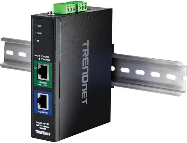Alt view image 5 of 5 - TRENDnet Industrial 10G PoE++ Injector, TI-IG319, 1 x 10 Gigabit PoE++ Port (Data + PoE Out), 1 x 10 Gigabit Port (Data in), Supports PoE (15.4W), PoE+ (30W), NDAA & TAA Compliant