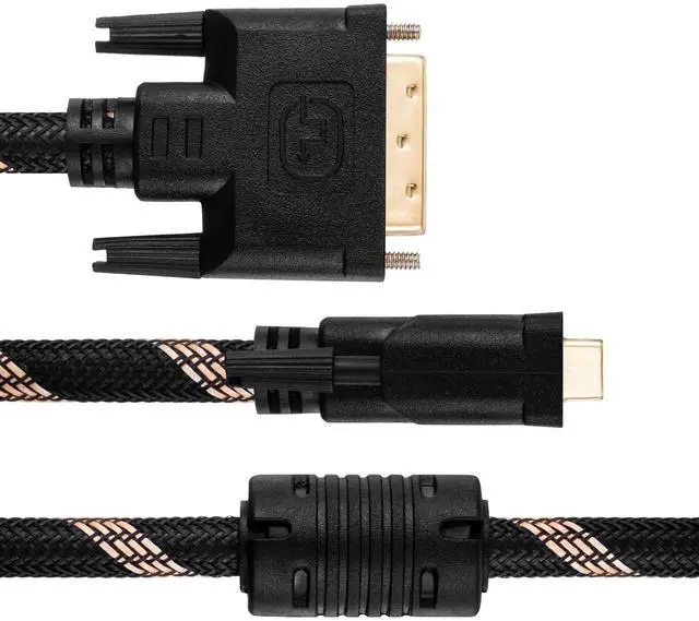 Alt view image 4 of 5 - DVI to DVI Cable 50Ft,Nylon Braided DVI-D 24+1 Dual Link Male to Male Digital Video Cable Gold Plated with Ferrite Core Support 2560x1600 for Gaming, DVD, Laptop, HDTV and Projector (50 Ft/15M)