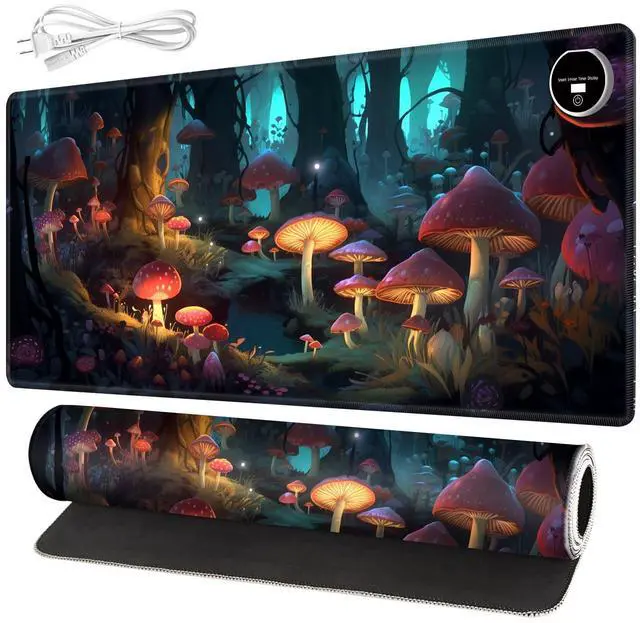 Main image of BREIDMKFM Warm Desk Pad,Heated Desk Pad Mouse Mat Gaming,with 3 Heating Levels & 3 Hours Auto Shut-Off,Leather 31.5" x 13" Foot Warmer Keyboard Office Mat,Mushrooms Forest
