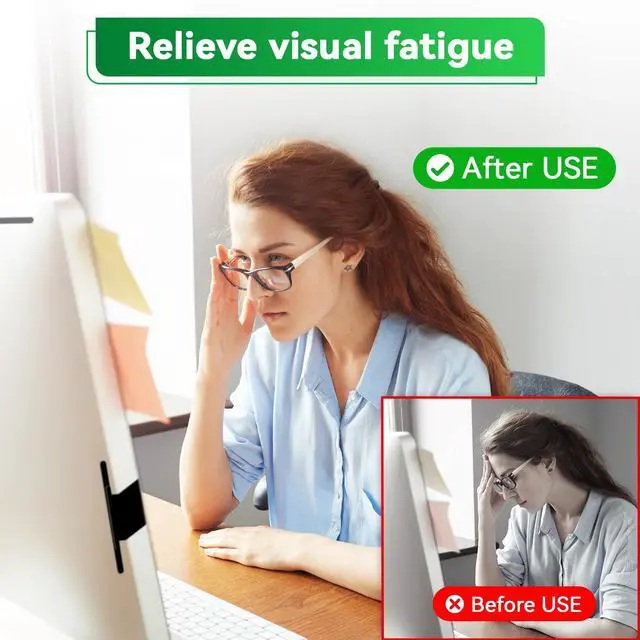 Alt view image 2 of 5 - [2 Pack] Magnetic 23.8 in Computer Anti Blue Light Screen Protector for16:9 Aspect Ratio Widescreen Monitor, Hanging Eye Protection Anti-Glare Light Screen Protector, Removable 23.8in Protective Film