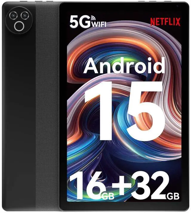 Main image of Tablet 10 Inch Android 15 OS GMS Certified Tablets PC 1.8 GHz 5-Core 16 (3+13) GB RAM 32 GB ROM 1 TB Expandable 1280x800 HD IPS Touch Screen 5000 mAh WiFi 6 Bluetooth 5.4 Dual Camera 2025 (Black)
